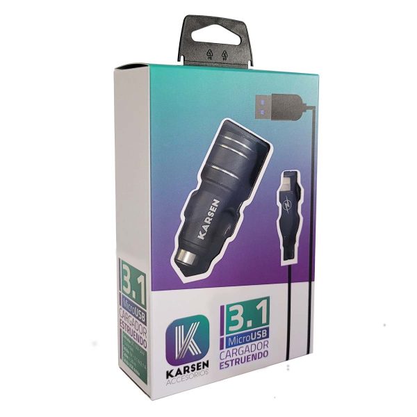 Cargador de auto Estruendo 3.1 A Micro USB